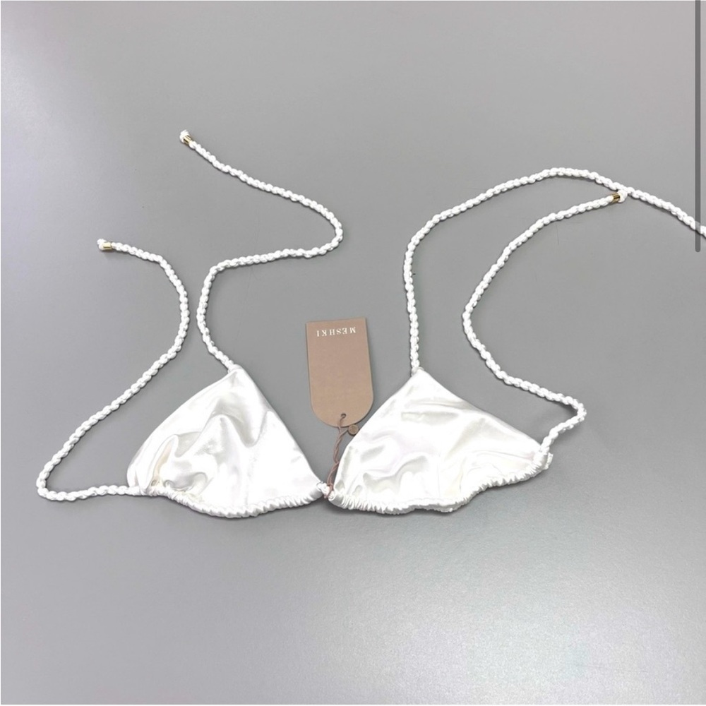 Meshki Sachi Triangle Bikini top with braided ties in Ivory size XS - Picture 2 of 3